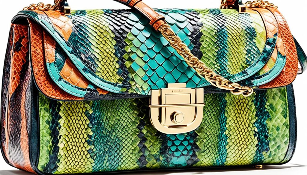 snakeskin print handbag