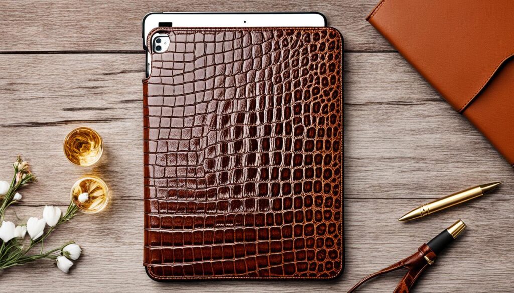 Cognac Faux Crocodile iPad case