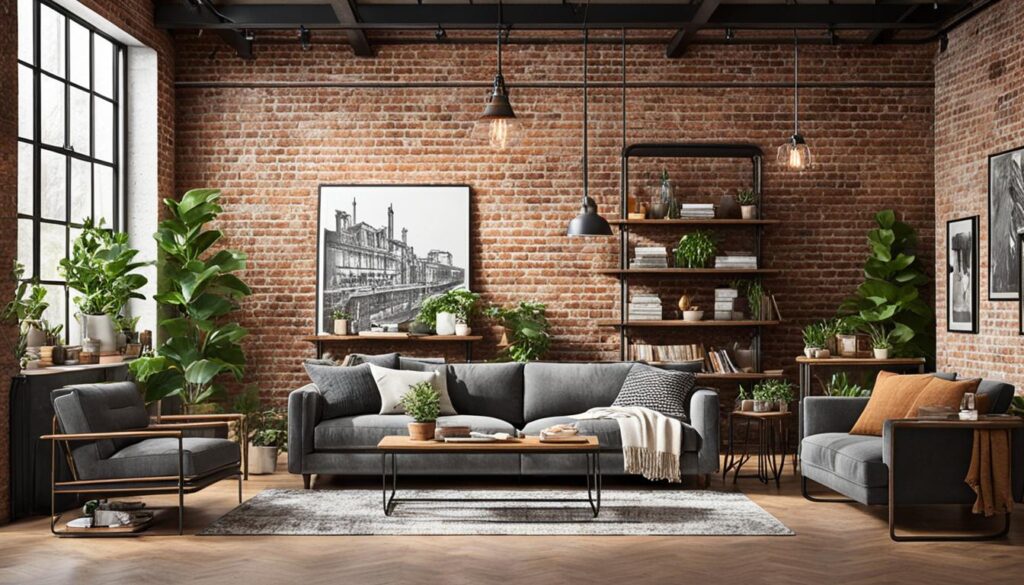 industrial decor in living room