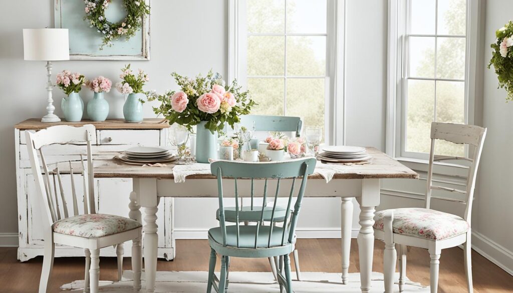 shabby chic dining table and chairs